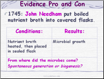 1745: John Needham put boiled nutrient broth into covered flasks.
