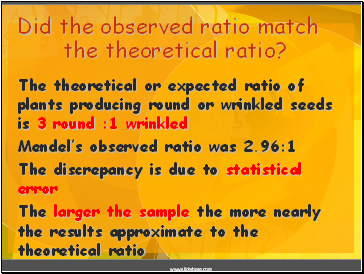 Did the observed ratio match the theoretical ratio?