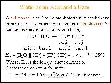 Water as an Acid and a Base