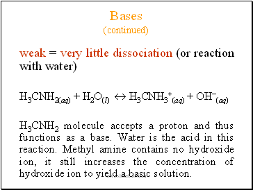 Bases (continued)