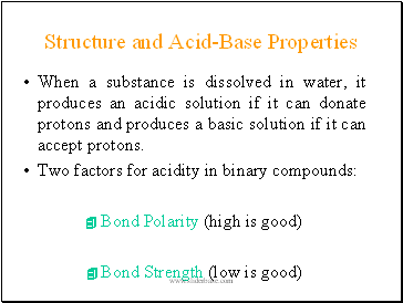 Structure and Acid-Base Properties