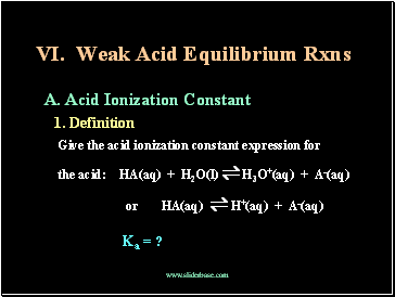 Weak Acid Equilibrium Rxns