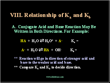 Relationship of Ka and Kb
