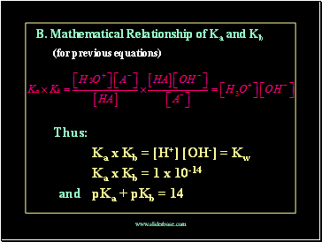 B. Mathematical Relationship of Ka and Kb