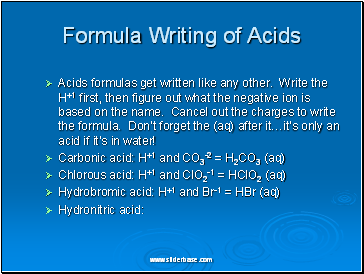 Formula Writing of Acids