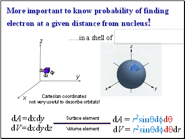 More important to know probability of finding electron at a given distance from nucleus!
