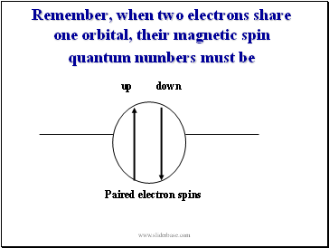 Remember, when two electrons share one orbital, their magnetic spin quantum numbers must be