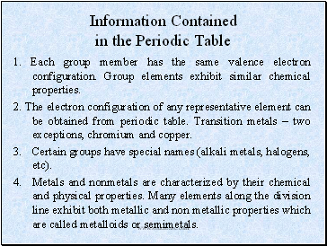 Information Contained in the Periodic Table