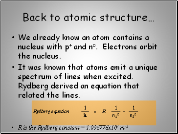 Back to atomic structure