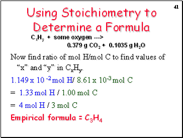 Using Stoichiometry to Determine a Formula