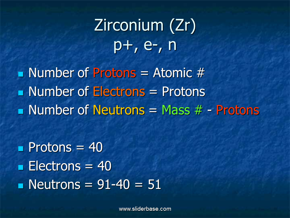 zirconium zr neutrons electrons protons atom many