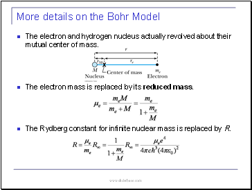 More details on the Bohr Model