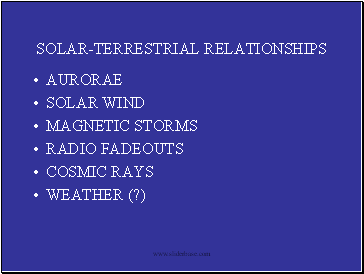 SOLAR-TERRESTRIAL RELATIONSHIPS AURORAE