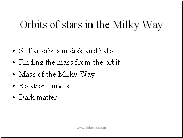 Orbits of stars in the Milky Way