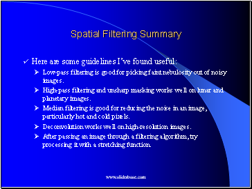 Spatial Filtering Summary
