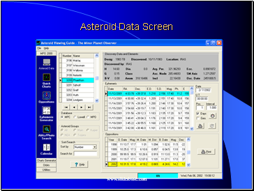 Asteroid Data Screen