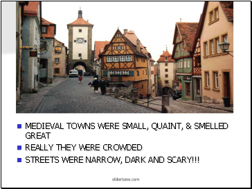 MEDIEVAL TOWNS WERE SMALL, QUAINT, & SMELLED GREAT