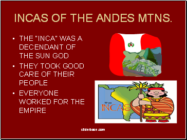 INCAS OF THE ANDES MTNS.
