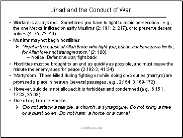 Jihad and the Conduct of War