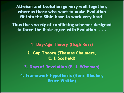 Atheism and Evolution go very well together, whereas those who want to make Evolution fit into the Bible have to work very hard!