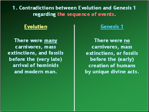 Contradictions between Evolution and Genesis 1 regarding the sequence of events