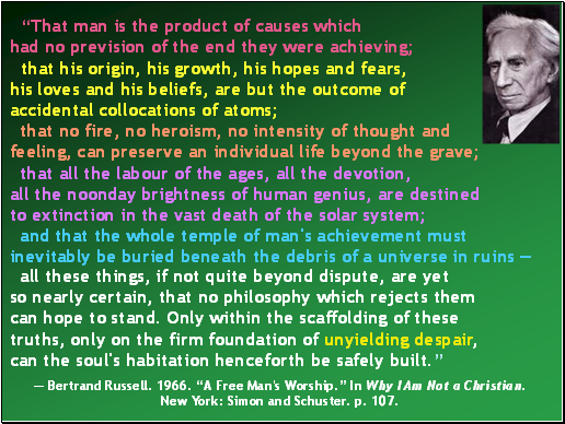 That man is the product of causes which