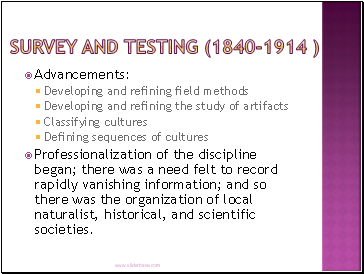 Survey and Testing (1840-1914 )