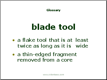 a flake tool that is at least twice as long as it is wide