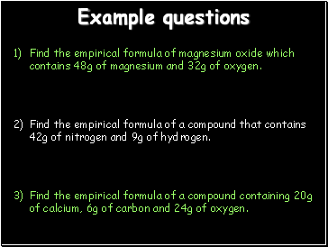 Example questions