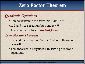Zero Factor Theorem