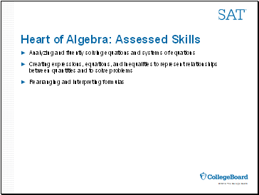 Heart of Algebra: Assessed Skills