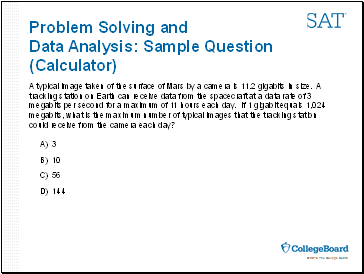 Problem Solving and Data Analysis: Sample Question (Calculator)