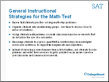 General Instructional Strategies for the Math Test