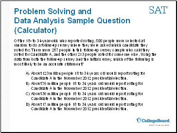 Problem Solving and Data Analysis Sample Question (Calculator)
