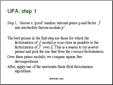 UFA: step 1