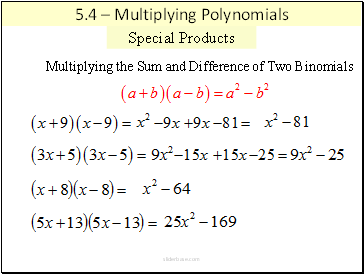 Multiplying the Sum and Difference of Two Binomials