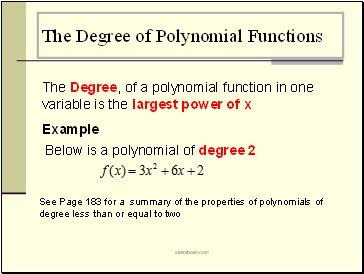 The Degree of Polynomial Functions