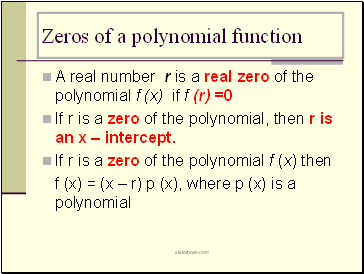 Zeros of a polynomial function