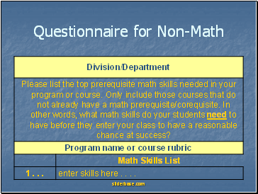Questionnaire for Non-Math