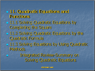 11. Quadratic Equations and Functions