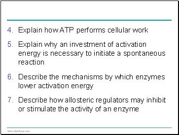 Explain how ATP performs cellular work