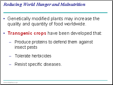 Reducing World Hunger and Malnutrition