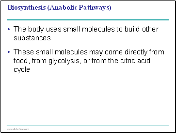 Biosynthesis (Anabolic Pathways)