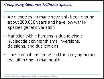 Comparing Genomes Within a Species