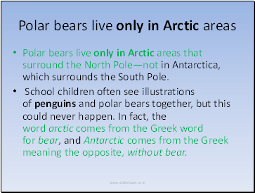 Polar bears live only in Arctic areas