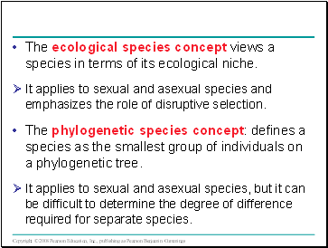 The ecological species concept views a species in terms of its ecological niche.