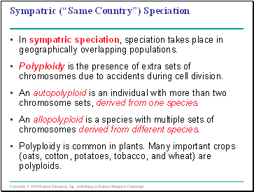 Sympatric (Same Country) Speciation