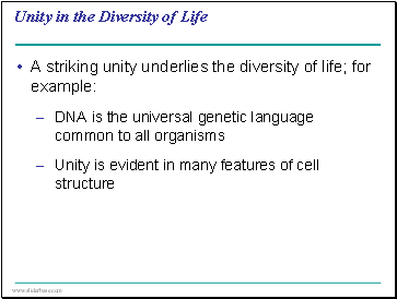 Unity in the Diversity of Life