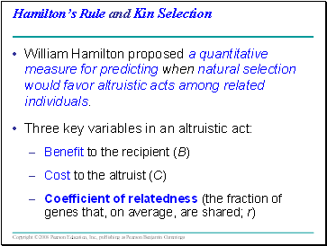 Hamiltons Rule and Kin Selection