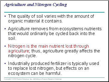 Agriculture and Nitrogen Cycling